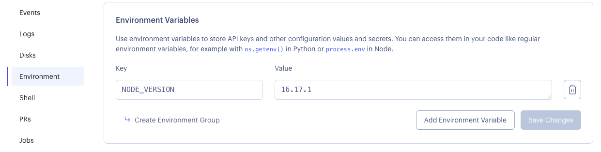 Set NODE_VERSION 